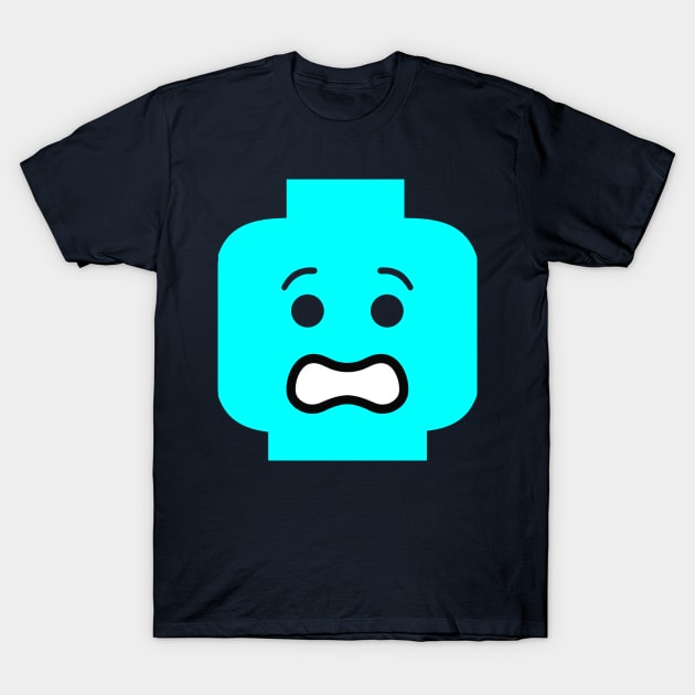 Scared Minifig Face T-Shirt by ChilleeW